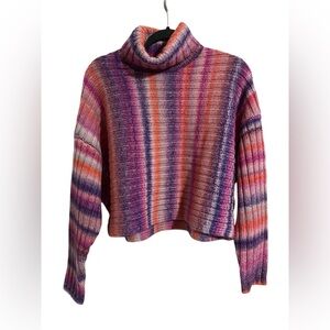 Cinq A Sept Multicolor Striped knit Turtleneck Sweater